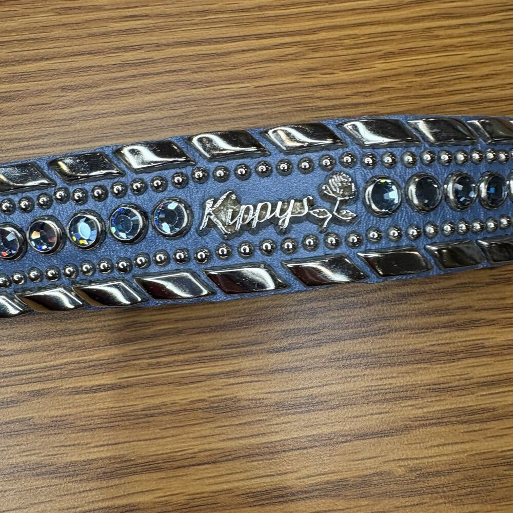 Kippys cowgirl glitter light blue leather rhinestone belt, 32
